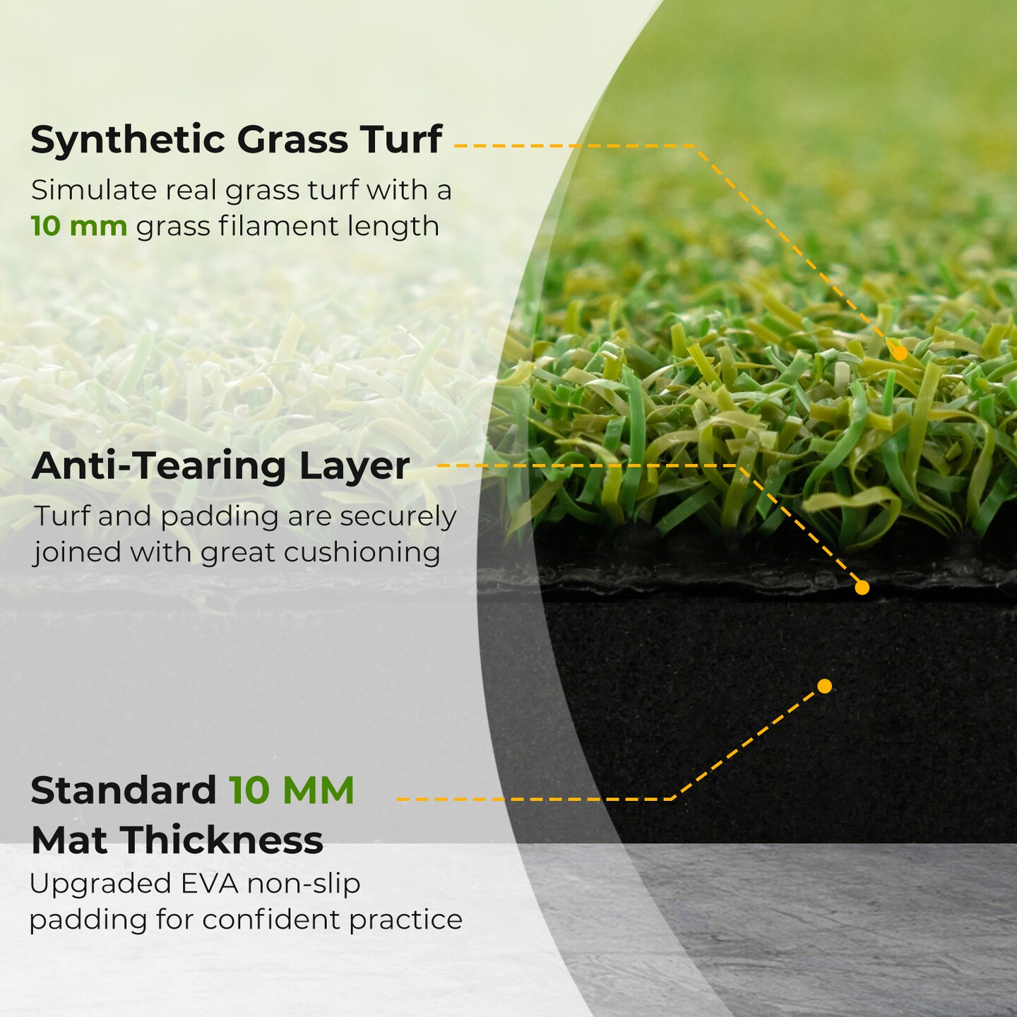 Artificial Turf Grass Practice Mat For Indoors And Outdoors