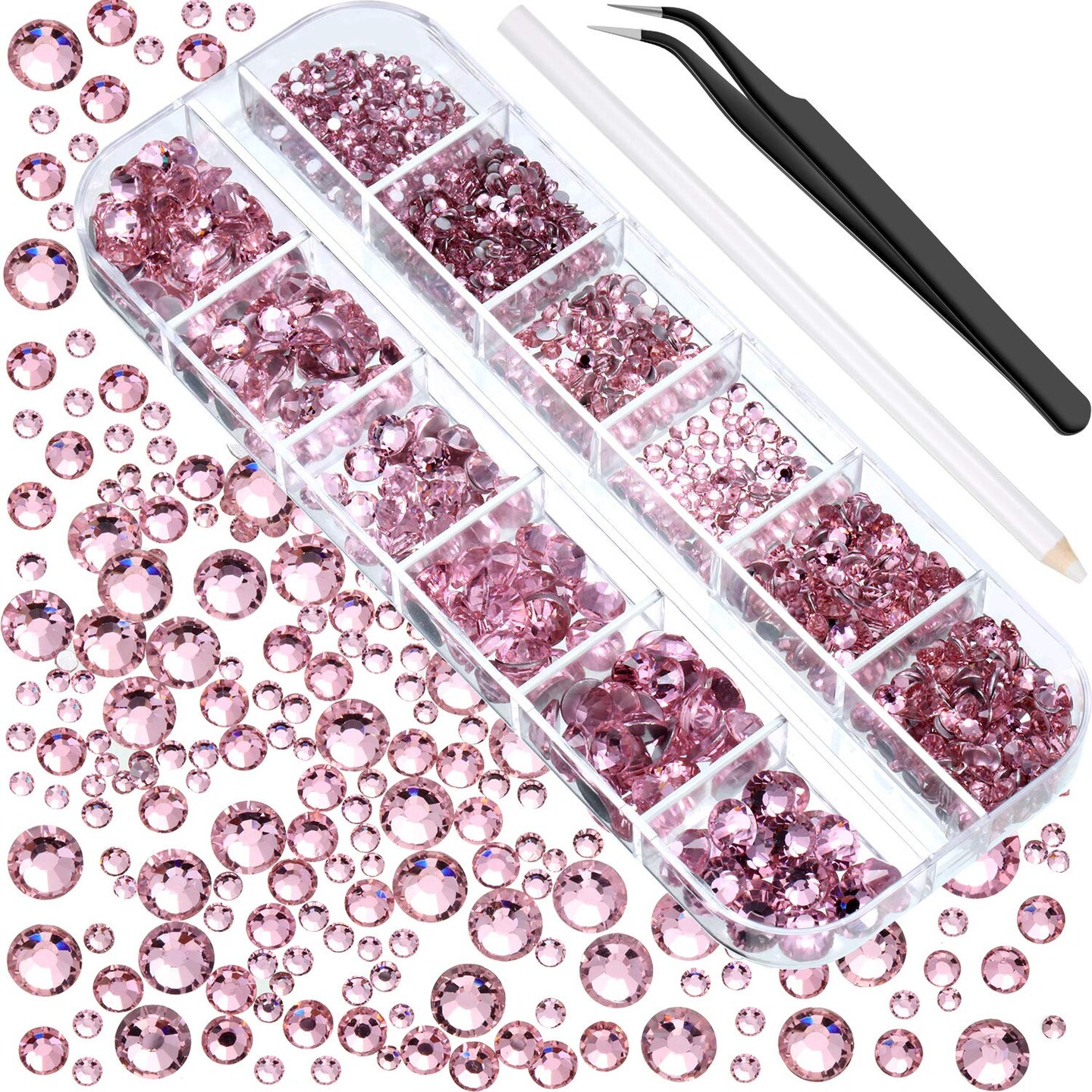 Uxcell 1440 Pcs Hotfix Rhinestones Flatback Crystal Glass Gems For Craft Clothes DIY Decoration(SS20 4.8mm,Mine Silver