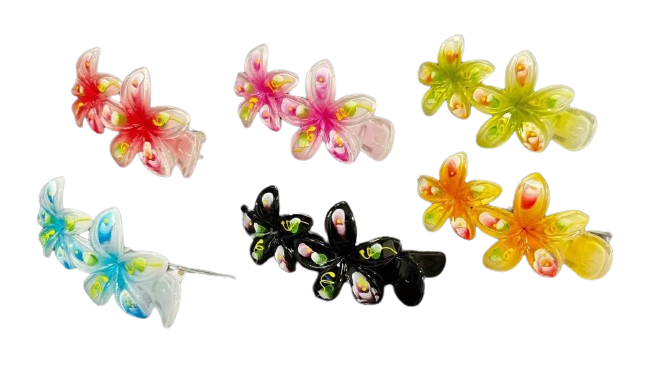 Kitcheniva 6 Pcs Rhinestone Plumeria Hawaii Flower Hair Claw