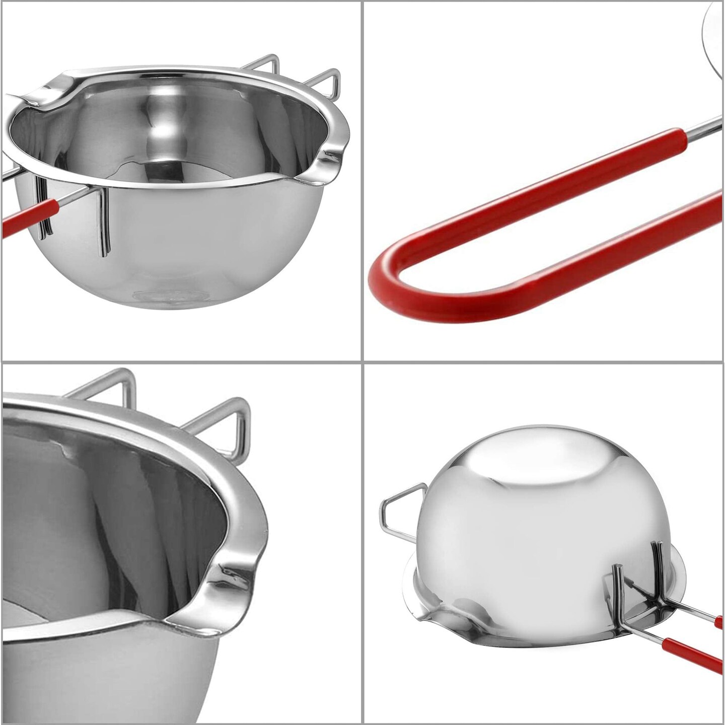 Steel Double Boiler Melting Pot with Heat Resistant Handle, Large Capacity Chocolate Melting Pot for Butter Candy Butter Cheese, Candle Making (450/900ML)