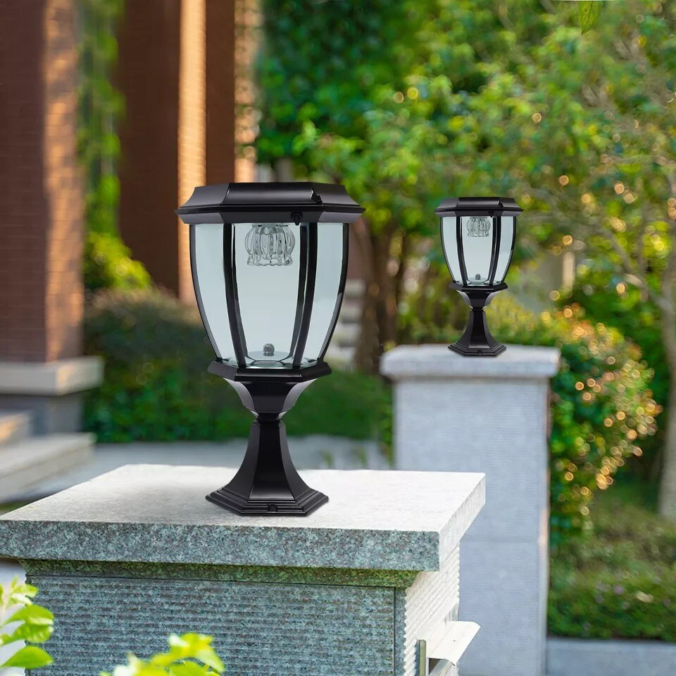 2-Pack Solar LED Post Light Lamp Yard Driveway Fence Outdoor Pillar Lights