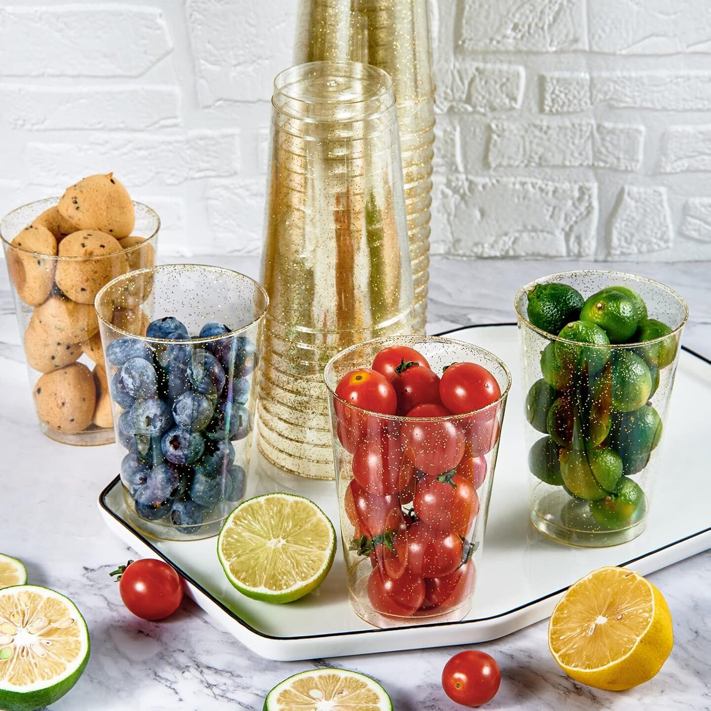 100 Pack 12 oz Gold Plastic Cups - Disposable Heavy-duty Tumblers