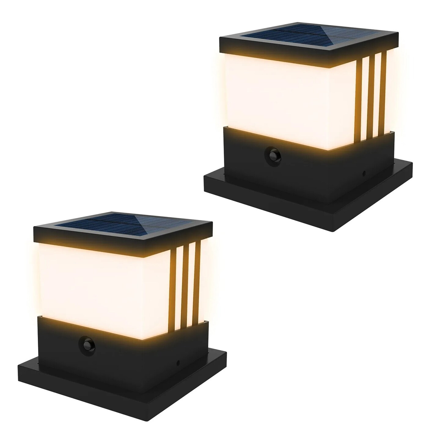 2PACK Solar Post Light Outdoor LED 3Colors Change Pillar Light Garden Lawn Lamps