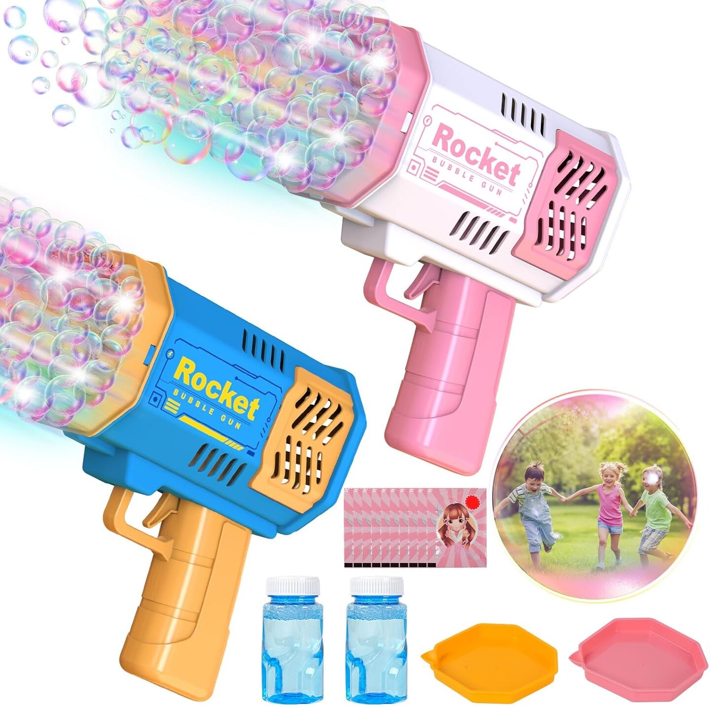 Bubble Gun Blaster, Bazooka Bubble Gun Light Up LED Bubble Blaster for ...