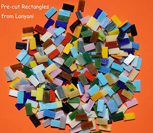 400 Pieces/17.6oz Rectangle Mosaic Tiles Stained Glass for Crafts and Home Decorations Assorted Colors Textures …