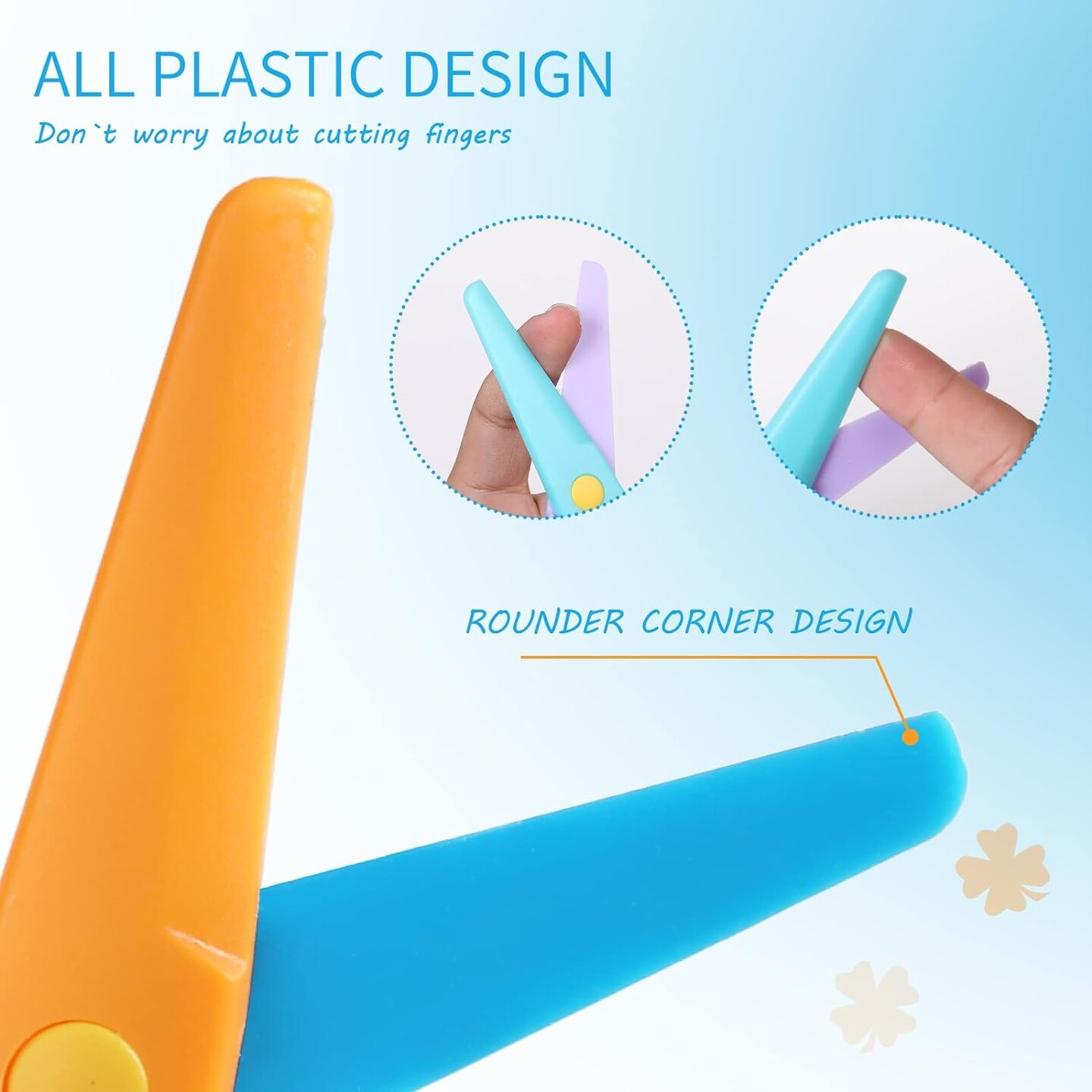 Plastic Safety Scissors, Toddlers Training Scissors, Pre-school Training Scissors and Offices Scissors Kids Paper-Cut (6pcs Toddler Scissors)