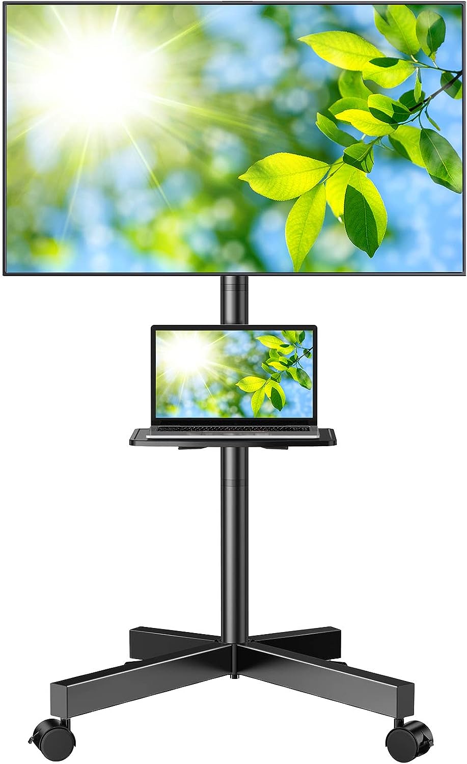 Mobile TV Stand for 23-60 Inch LCD LED Flat/Curved Panel Screen TVs, Tilt TV Cart Holds up to 88Lbs Portable Stand with Laptop Shelf Rolling Floor Max VESA 400x400mm
