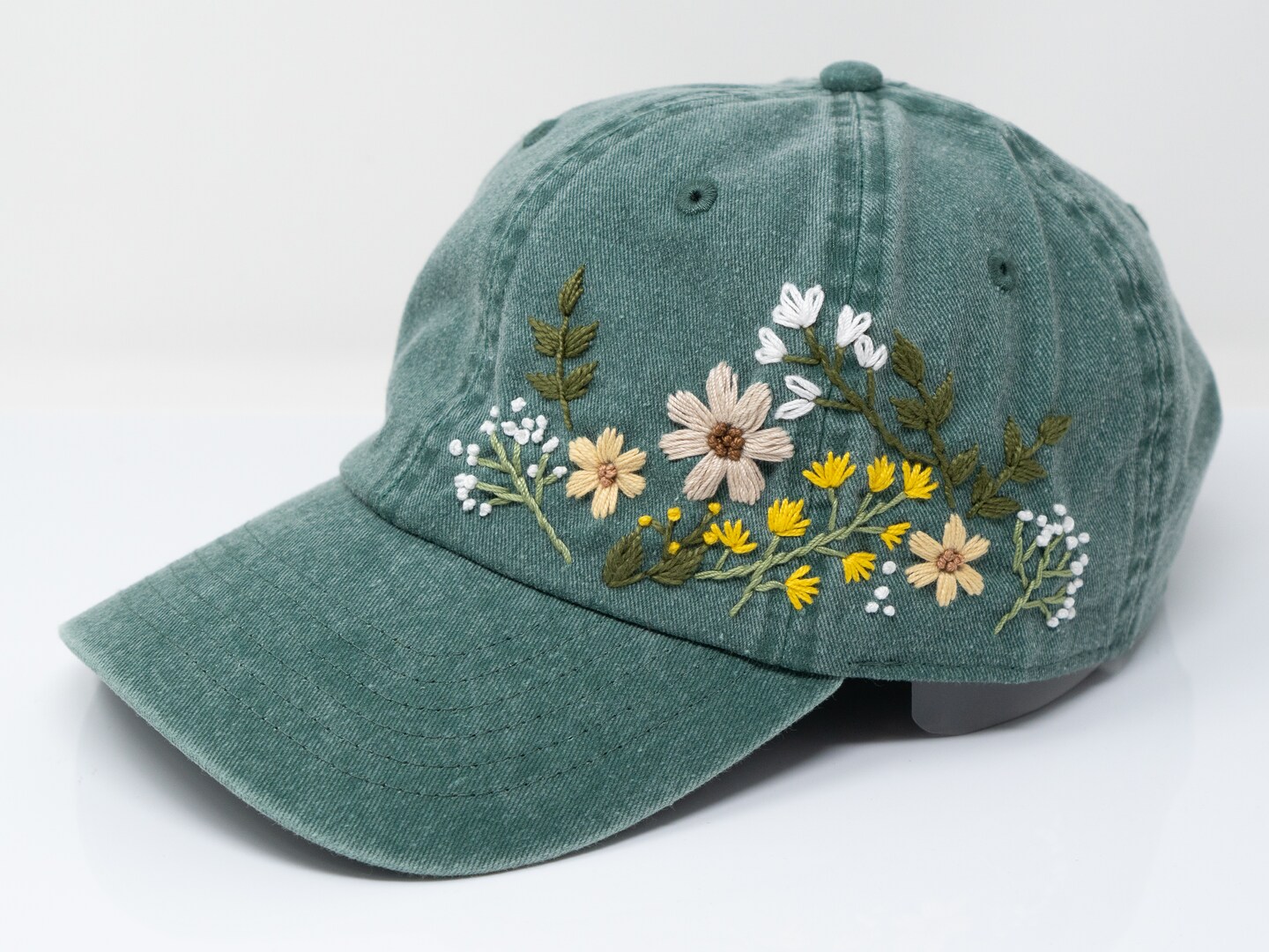 Hand Embroidered Floral Baseball Cap Cotton Hat Botanical Garden Design MakerPlace by Michaels