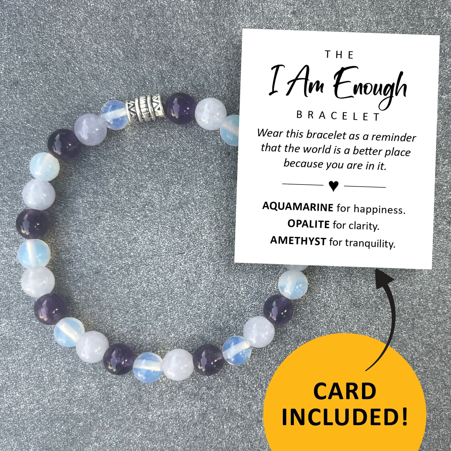 I Am Enough bracelet, encouragement gift, daily affirmation, beaded jewelry