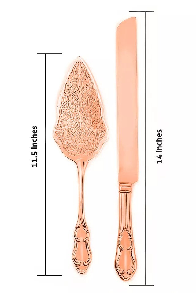 Strova Rose Gold Wedding Cake Knife and Server Set | Vintage Bride Utensils