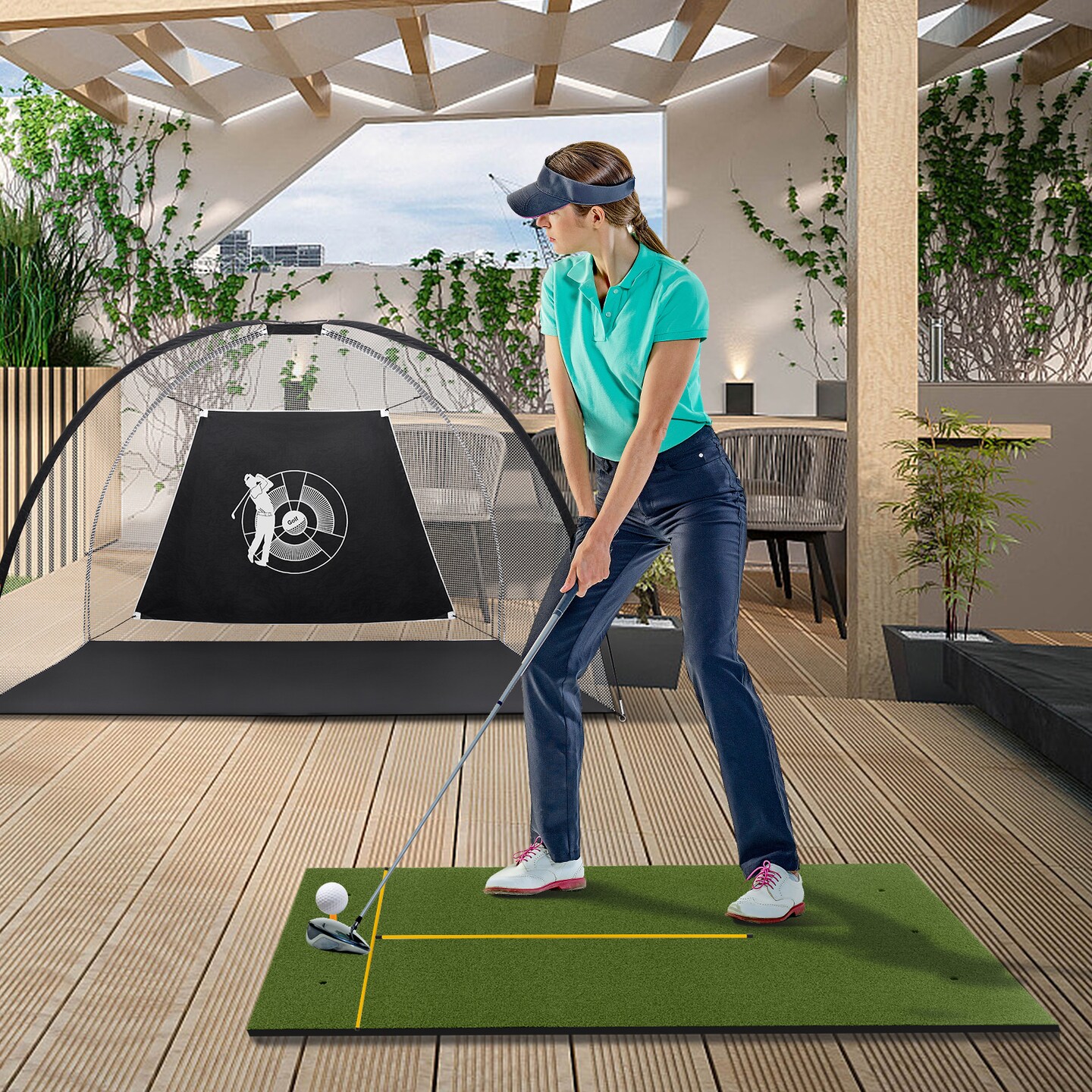 Artificial Turf Grass Practice Mat For Indoors And Outdoors