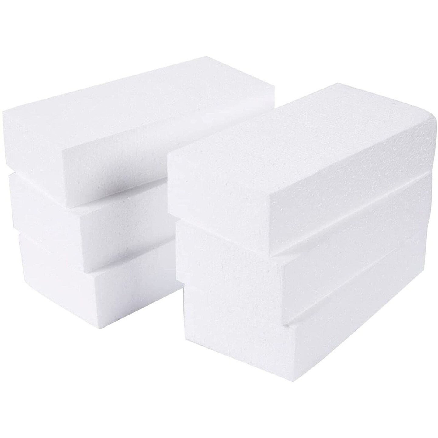 6 Pieces Foam Blocks for Crafts - Polystyrene Brick Rectangles for Art Sculpting, Flower Arrangements, DIY, Packing (8 x 4 x 2 in)