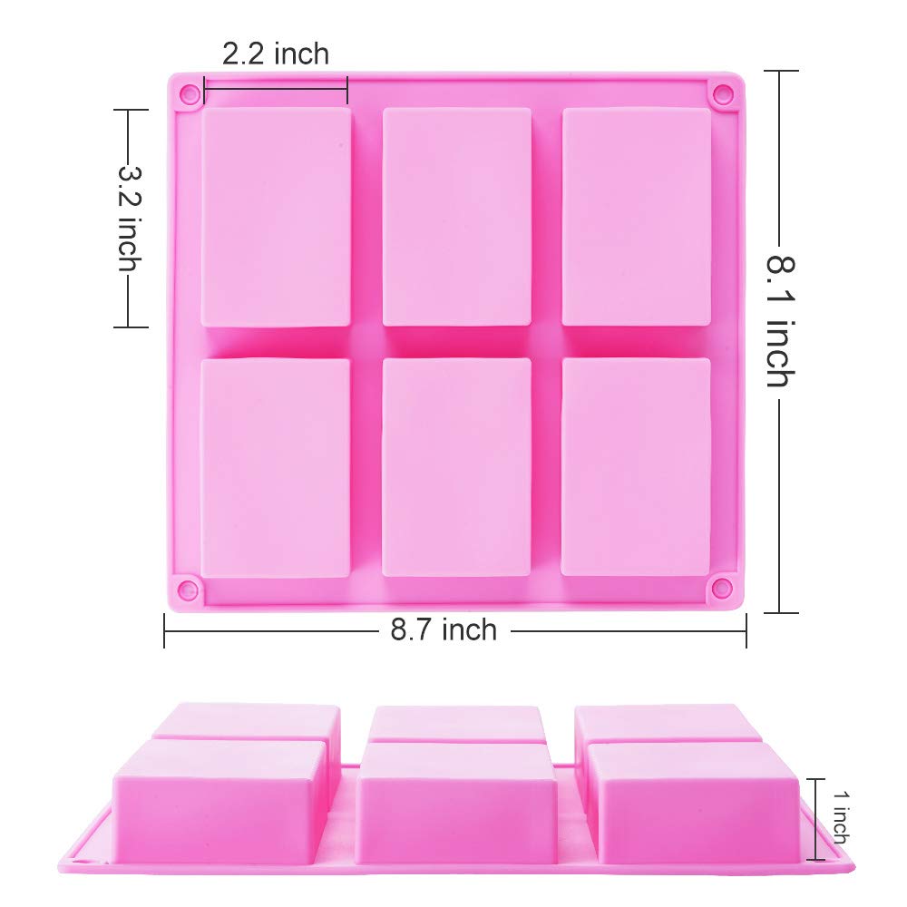3 Pck Silicone Soap Molds(Blue & Pink & Green), 6 Cavities Silicone Baking Mold DIY Handmade Soap Making, Muffin, Loaf, Brownie, Cornbread and More
