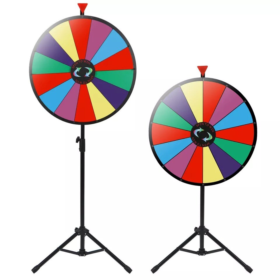 24&#x22; Prize Wheel Dry Erase Board W/Adjustable Tripod Stand Carnival Spinnig Game