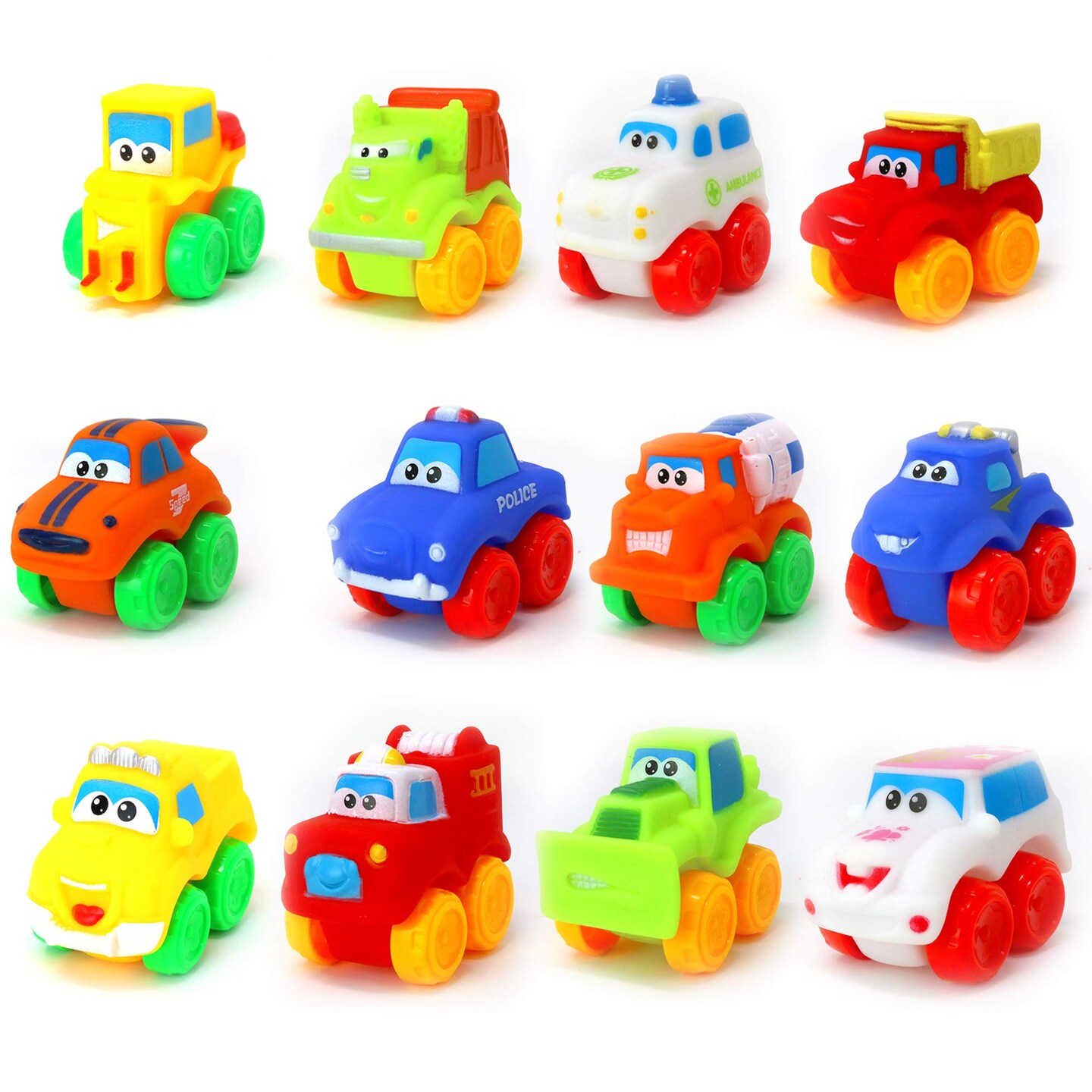Big Mo&#x27;s Toys Baby Cars - Soft Rubber Toy Vehicles for Babies and Toddlers - 12 Pieces
