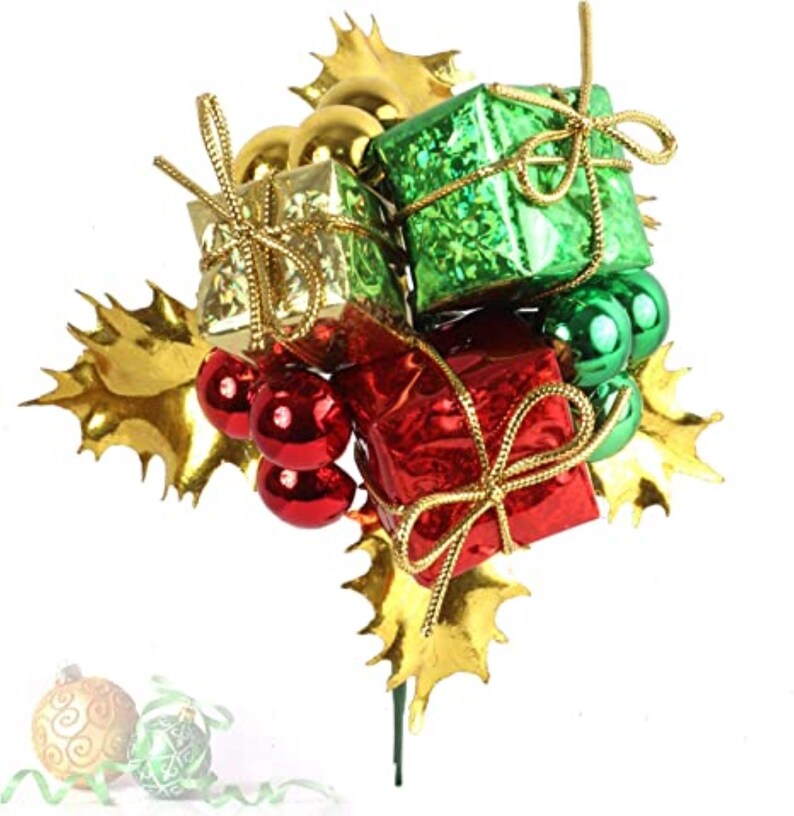 Festive 12-Pack Multi-Color Gold Leaf Ball Pick - Perfect for Holiday Decoration and Crafts