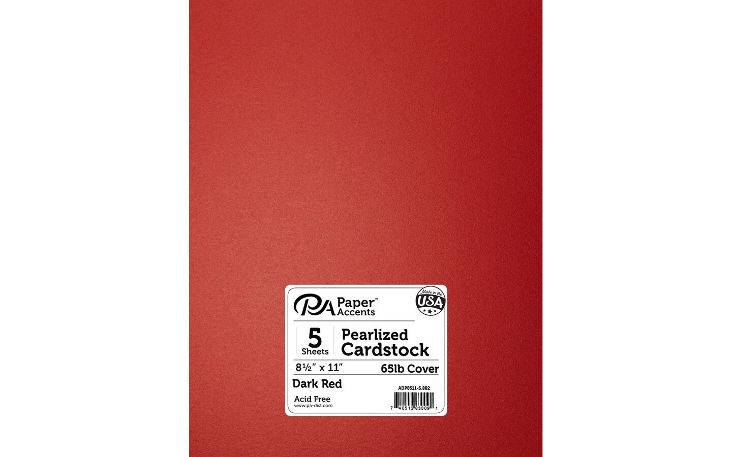 PA Paper Accents Pearlized Cardstock 8.5&#x22; x 11&#x22; Dark Red, 65lb colored cardstock paper for card making, scrapbooking, printing, quilling and crafts, 5 piece pack