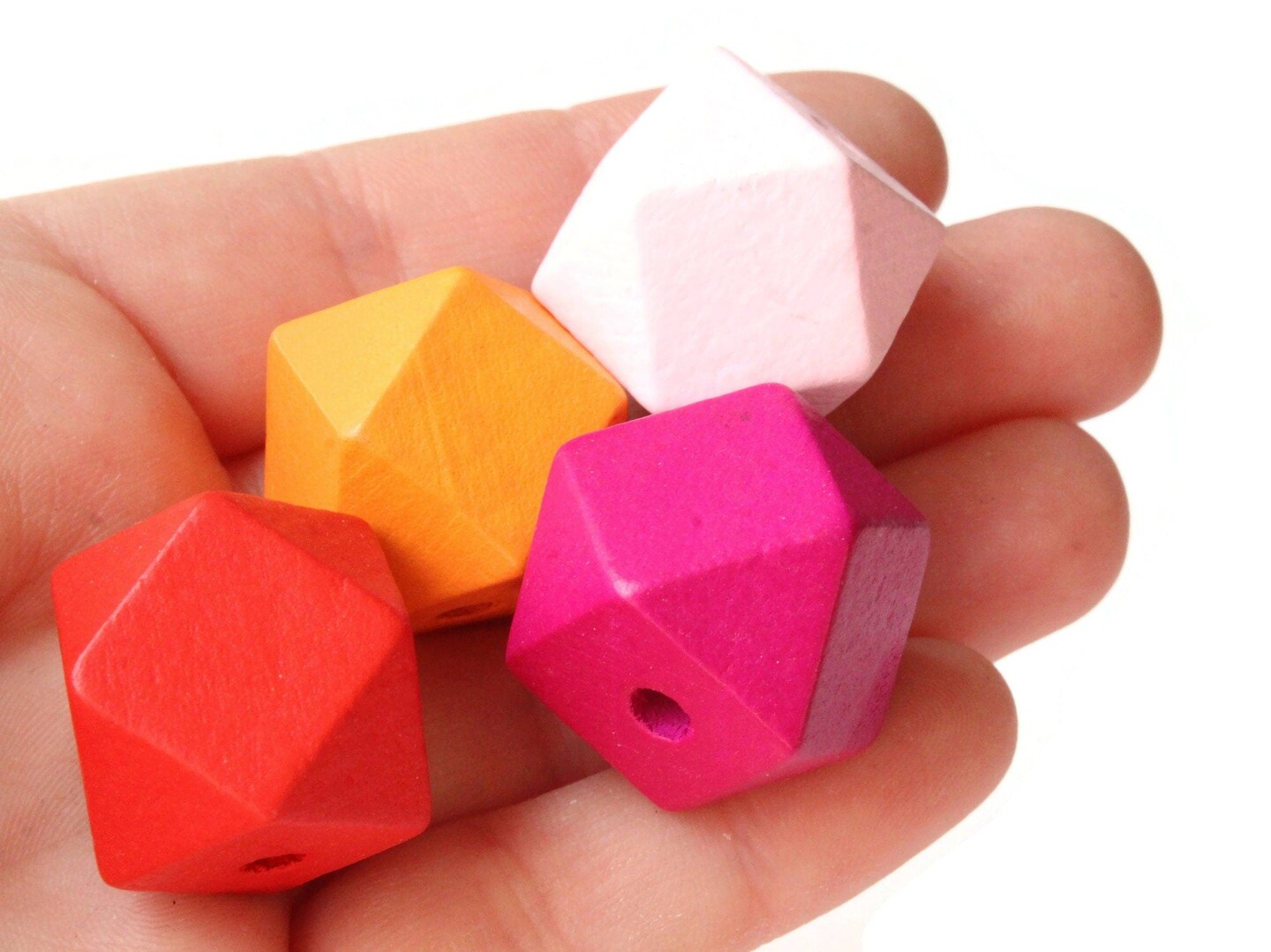 8 20mm Mixed Color Faceted Cube Wood Beads