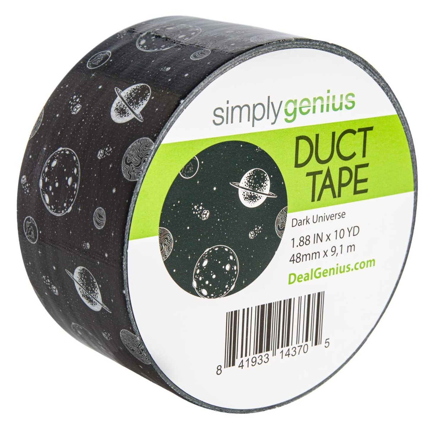 Simply Genius Pattern Duct Tape Heavy Duty - Craft Supplies for Kids &#x26; Adults - Colored Duct Tape - Single Roll 1.8 in x 10 yards - Colorful Tape for DIY, Craft &#x26; Home Improvement (Dark Universe)