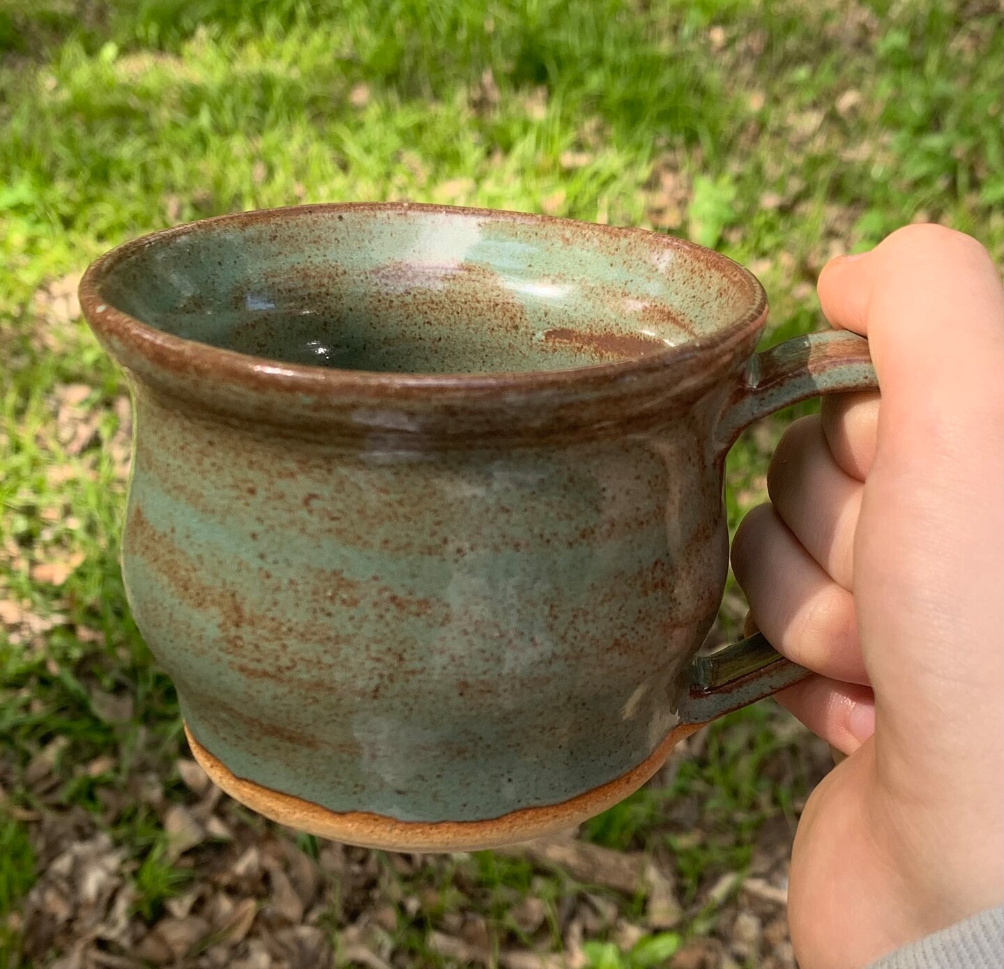 8 oz, handmade sage green stoneware mug, pottery coffee mug, handmade tea cup, made to order product 2