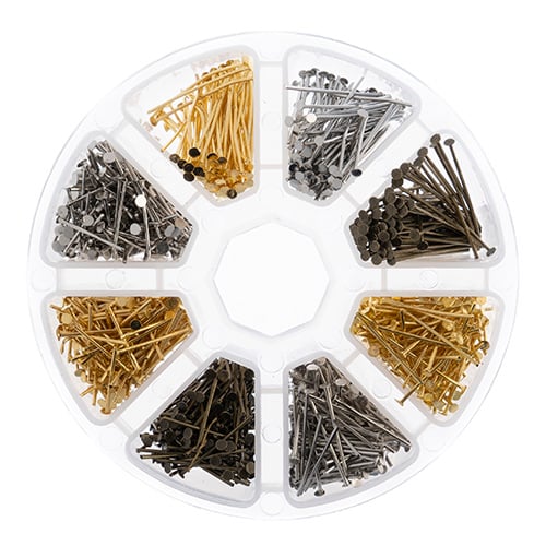 John Bead 8-Slot Head Pins Jewelry Findings Kit Assortment, 1030pcs