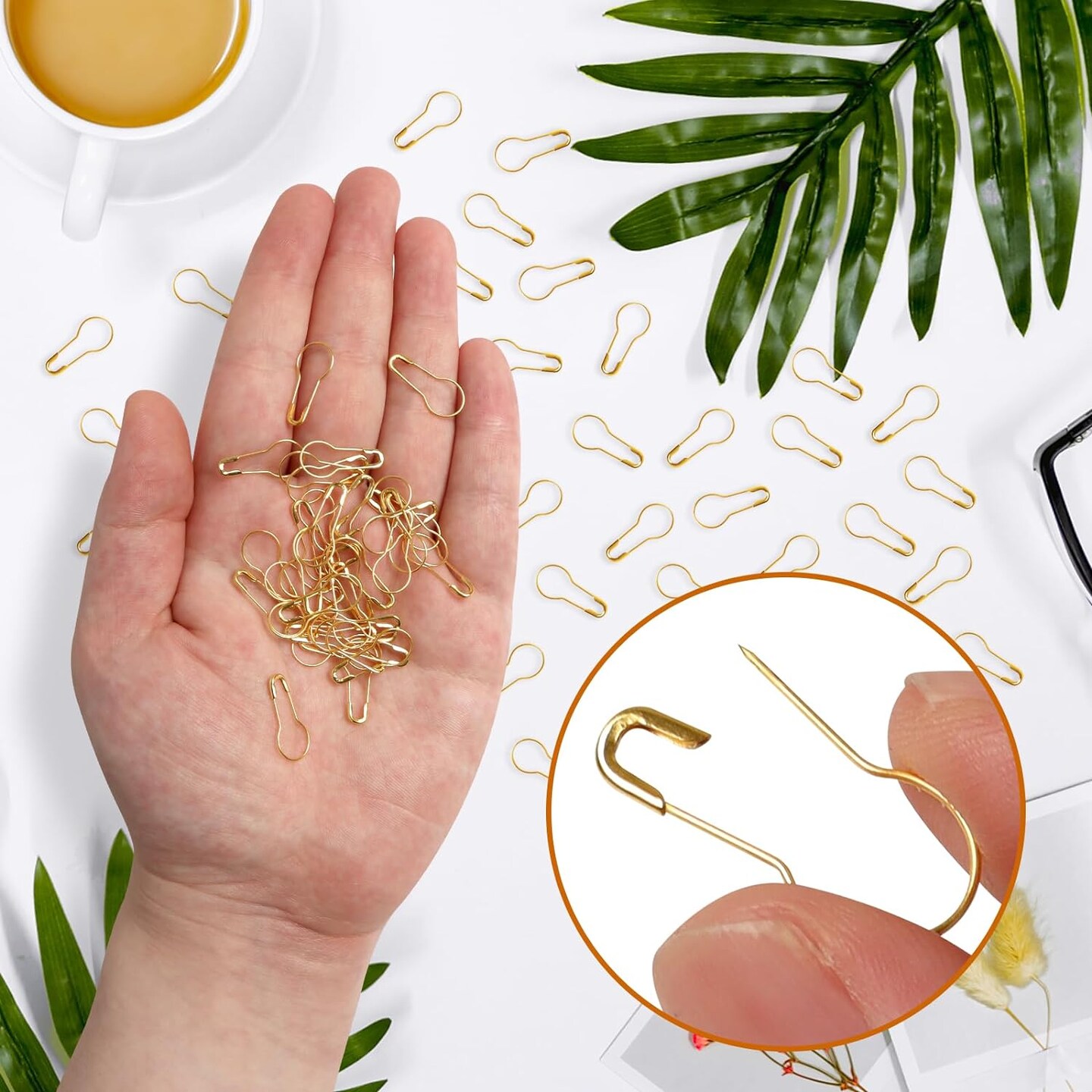 1000 Pieces 22mm/0.87 Inch Clothing Tag Pins Metal Gourd Safety Pins Bulb Pin Calabash Pin Bead Needle for DIY Craft Home Accessories,Golden