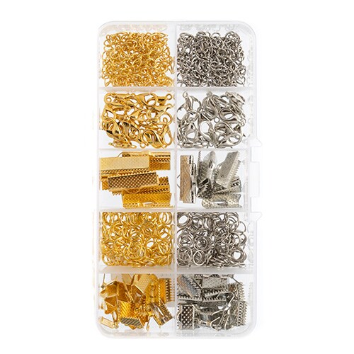 John Bead 10-Slot Silver & Gold Mix Jewelry Findings Kit Assortment, 320pcs
