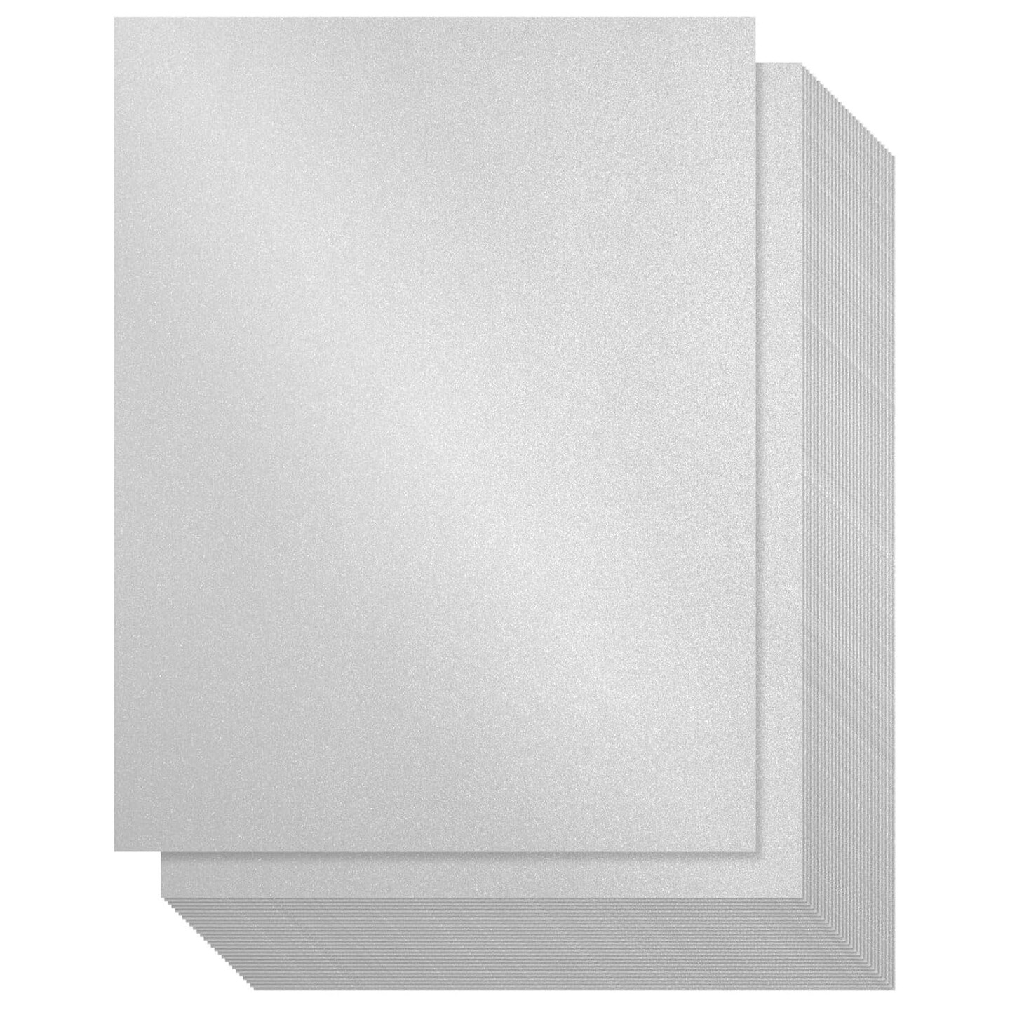 96 Sheet Silver Shimmer Metallic Cardstock, Double-Sided Paper for Scrapbooking, DIY Projects (8.5x11 In, 250 gsm)