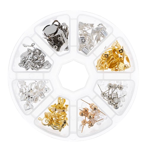 John Bead 8-Slot Earring Mix Jewelry Findings Kit Assortment, 80pcs