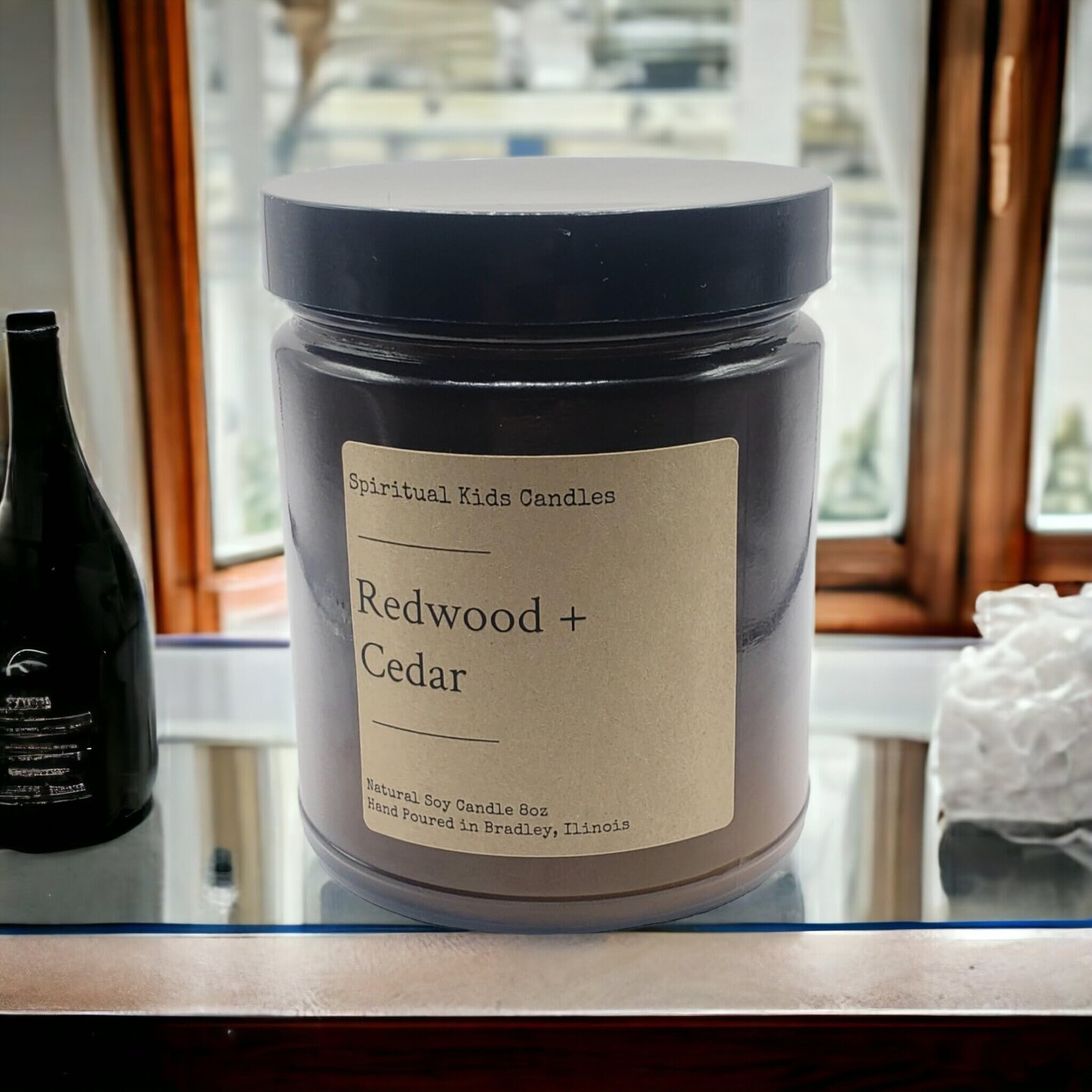 Redwood & Cedar Soy Candle 8oz 35-40 Hours Hand Poured w Fragrant/Essential Oils!