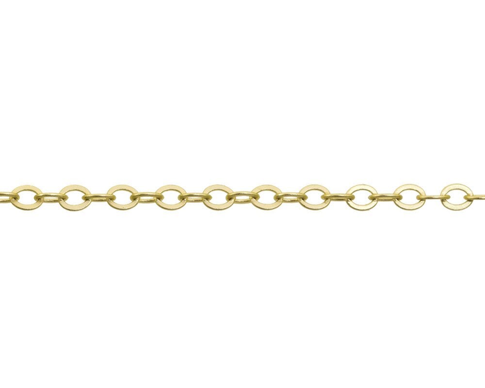 JewelrySupply Cable Link Chain 3mm Satin Hamilton Gold Plated (Foot)