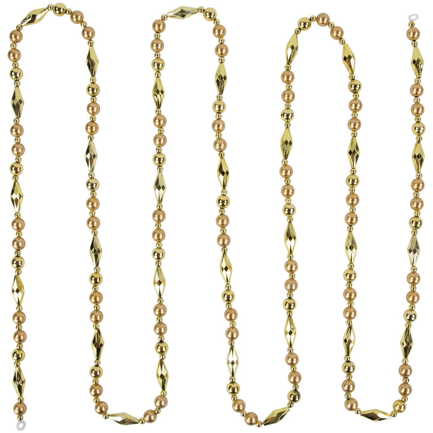 Northlight Shiny and Matte Beaded Christmas Garland - 9' x .5" - Gold - Unlit