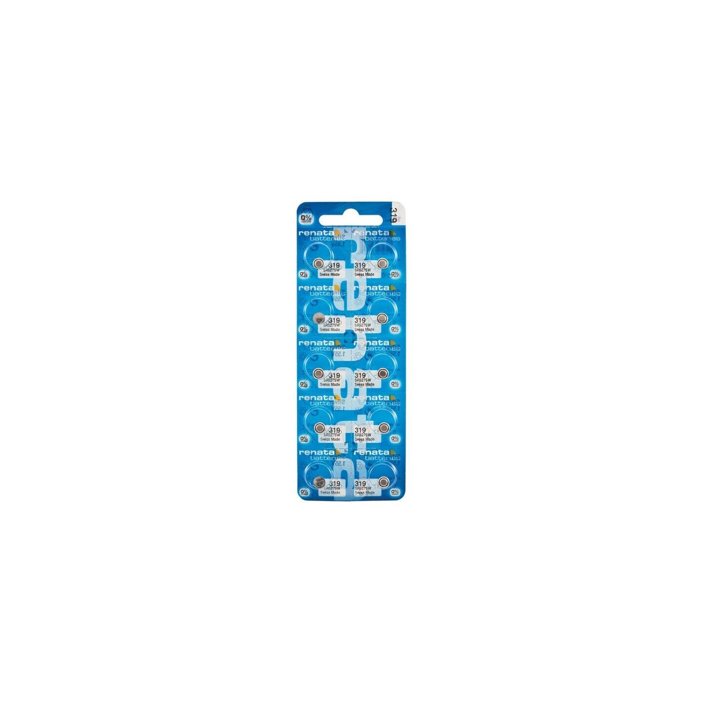 RENATA 319 Non-rechargeable Battery, Watch, Single Cell, Silver Oxide, 21 mAh, 1.55 V, SR64, Flat Top (1 piece)