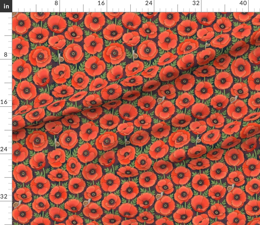 Various Fabrics by the Yard or Fat Quarter Whimsical Poppy Colorful Garden Snails Plum Purple Leaf Green Scarlet Red Custom Printed Fabric by Spoonflower