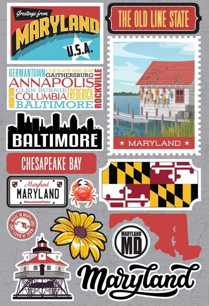 Reminisce Maryland 3D Jetsetters Stickers 3.0