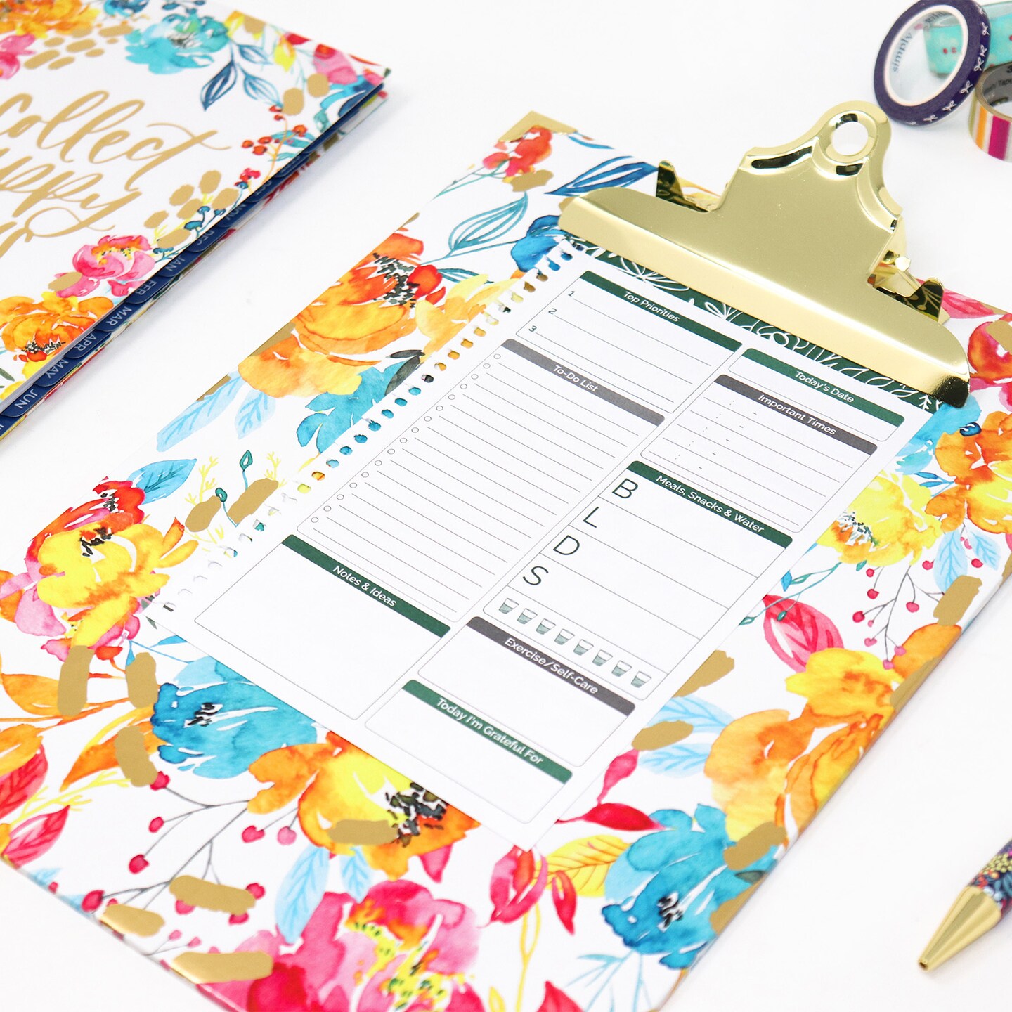 bloom daily planners Clipboard, 9&#x22; x 12.5&#x22;, Happy Blooms