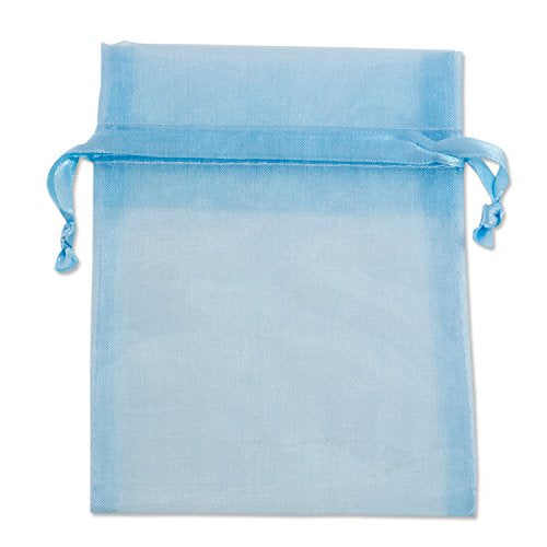 Organza Drawstring Bags 3x4 Light Blue (Package of 10)