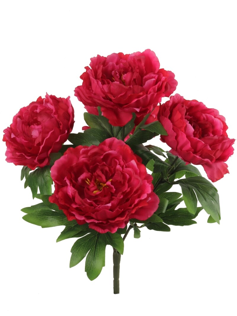 20&#x22; Burgundy Artificial Peony Bushes - 12-Pack, 5 Silk Flowers with Lush Foliage, Home D&#xE9;cor - Ideal for Arrangements, Events - Rich Seasonal Charm, Floral Home by Artificial Flowers