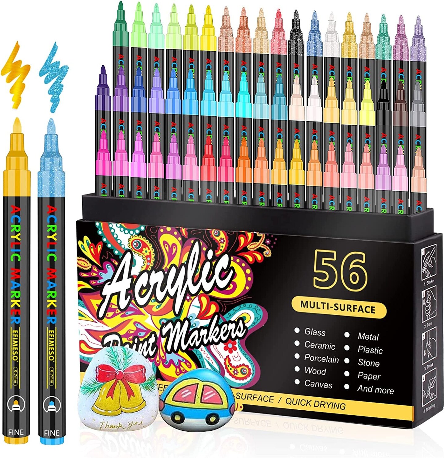24 Pastel Acrylic Paint Pens Special Color Series Markers Set (0.7mm Extra Fine)