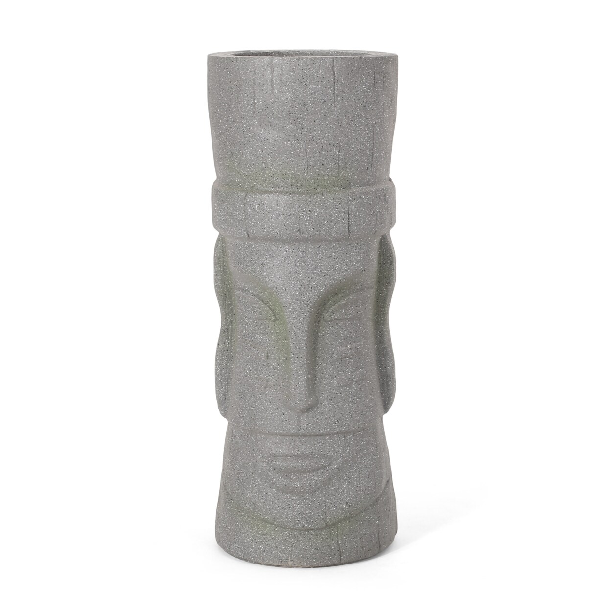 GDFStudio Gomer Outdoor Polynesian Decorative Planter Stone Gray