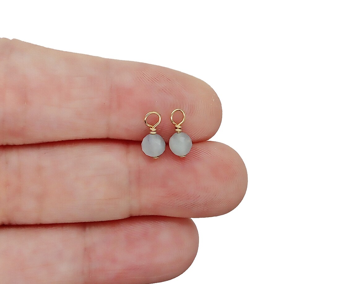 Tiny Aquamarine Charms with 14K Gold-Filled Wire, 2 pieces, Adorabilities