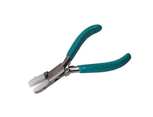 4-1/2" Flat Nose Non-Marring Nylon Jaw Colored Metal Wire Holding Bending Straightening Jewelry Making Glitter Line Pliers