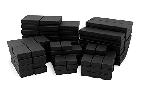 Matte Black Paper Jewelry Box Mix #B99 (Case of 100)