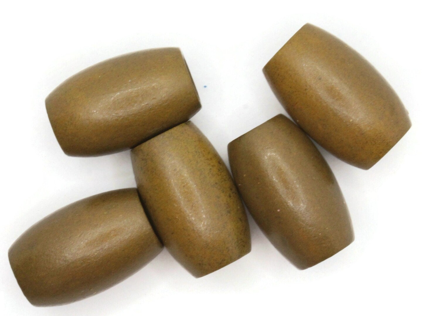 5 30mm Metallic Brown Wood Barrel Large Hole Macrame Beads
