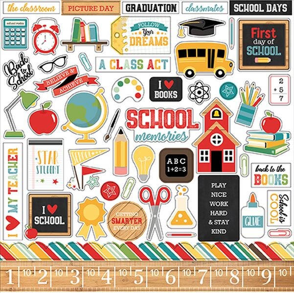 Echo Park Back To School 12x12 Element Sticker Sheet