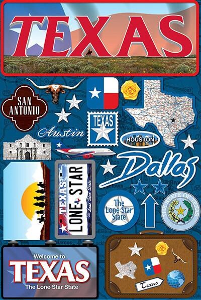Reminisce Texas Jetsetters 3D Stickers