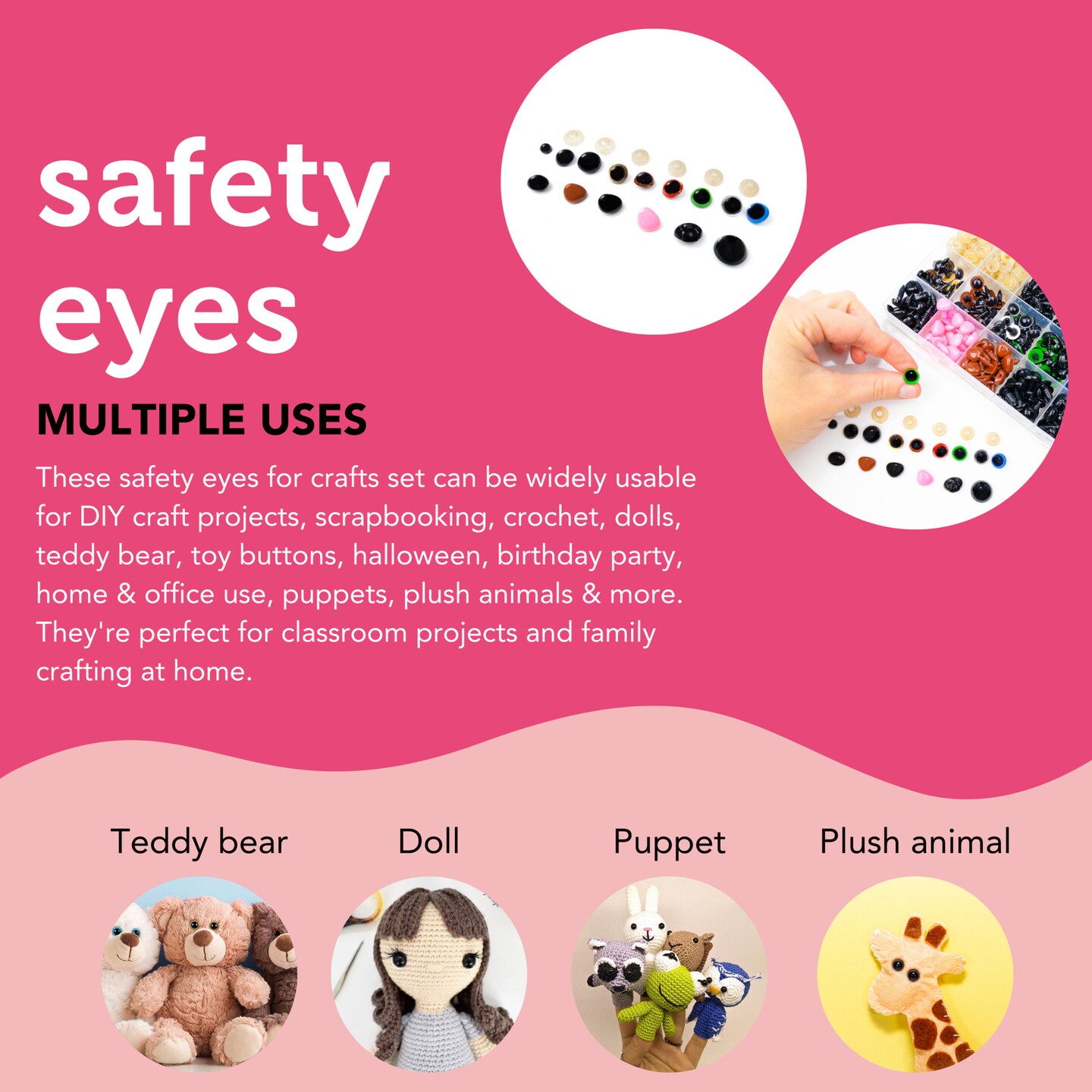 Safety Eyes for Amigurumi 200 Pcs 8mm Eyes for Stuffed Animals