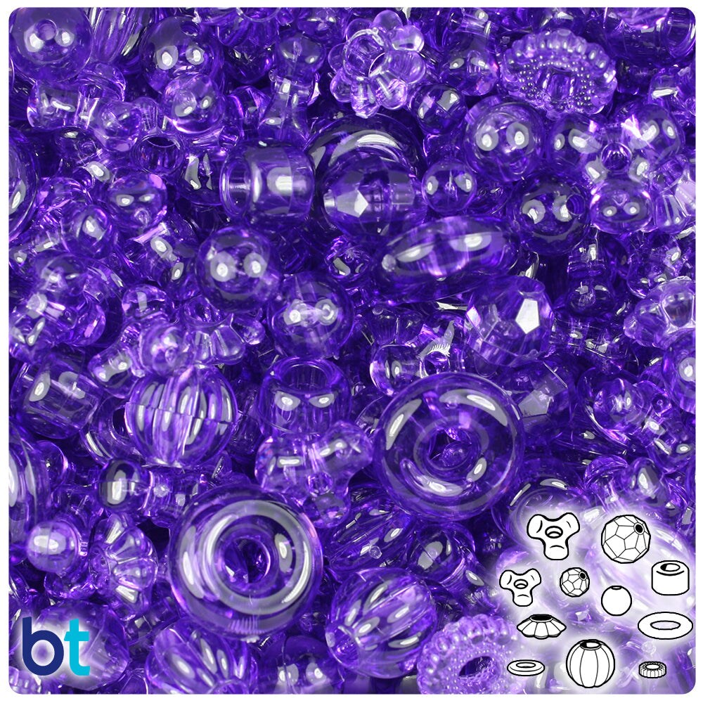 BeadTin Dark Lilac Opaque Plastic Craft Beads Mix (4oz)