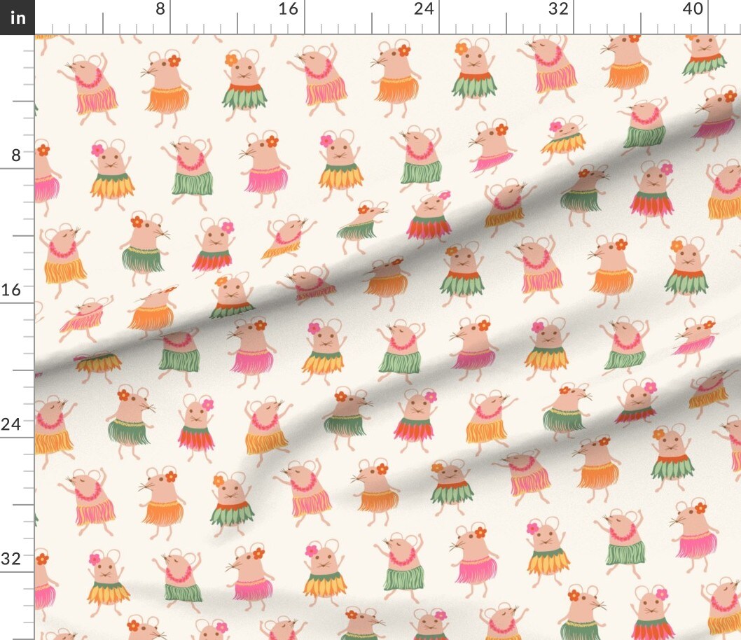 Dancing Mice Tropical Summer Whimsical Cute Vacation Island Custom Printed Fabric by Spoonflower Various Fabrics by the Yard or Fat Quarter