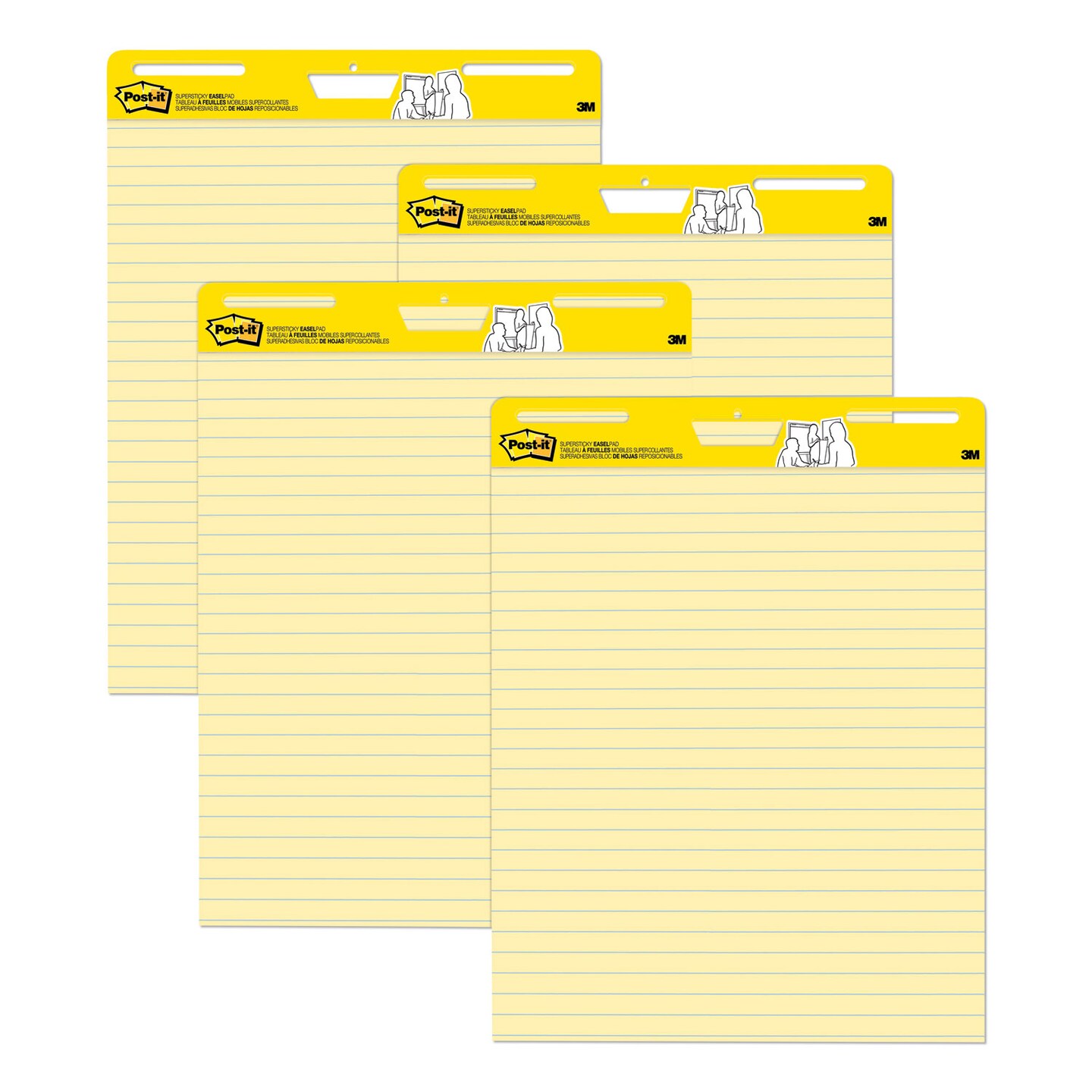 Post-it Self-Stick Easel Pads, 25 x 30, Yellow, 30 Sheets, 4/Carton